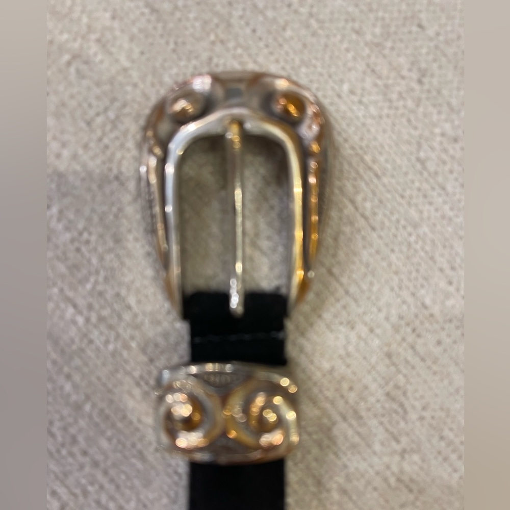 Leather Brighton Belt w silver belt buckles felt black